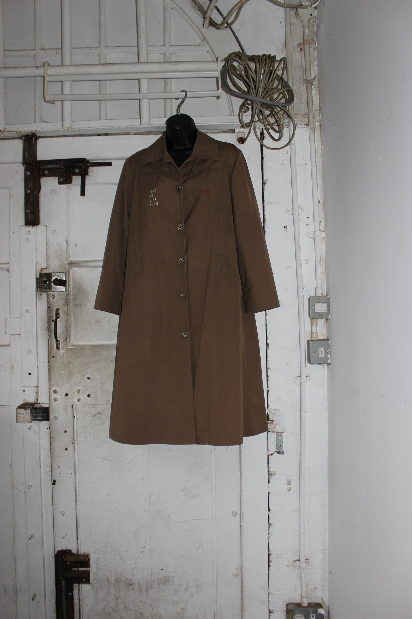 LOVE IS LIKE PORN, FAKE TRENCH COAT